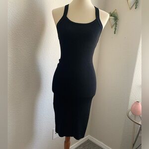 Bebe Black Bodycon Midi Dress Scoop Neck Sleeveless Size Medium